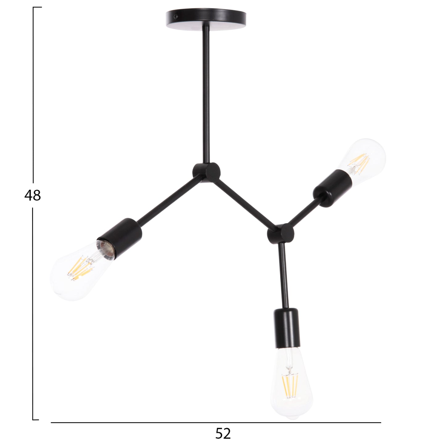 ΦΩΤΙΣΤΙΚΟ ΟΡΟΦΗΣ 3ΦΩΤΟ LIGHTY ΜΕΤΑΛΛΟ ΣΕ ΜΑΥΡΟ 52x5x48