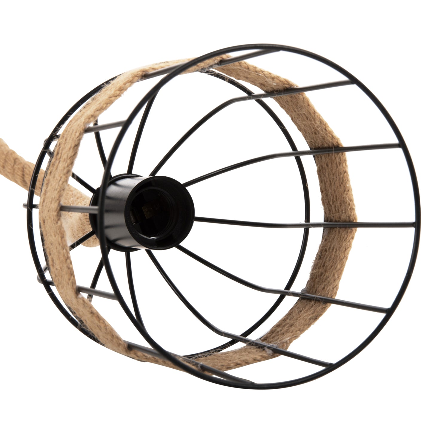 CEILING LIGHT 3-LIGHT PENDANT METAL BLACK ROPE NATURAL 80x14.5x137