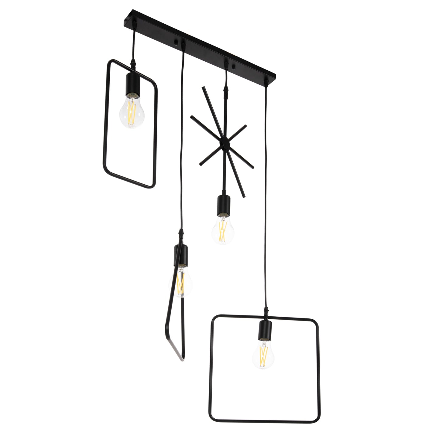 CEILING LIGHT 4-LIGHT BLACK METAL SHAPES 70x38x106