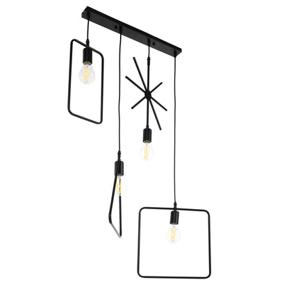 CEILING LIGHT 4-LIGHT BLACK METAL SHAPES 70x38x106