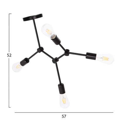ΦΩΤΙΣΤΙΚΟ ΟΡΟΦΗΣ 4ΦΩΤΟ LIGHTY ΜΕΤΑΛΛΟ ΣΕ ΜΑΥΡΟ 57x5x52