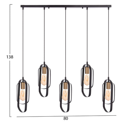 5-LIGHT CEILING LAMP BIUT BLACK METAL GOLD SOCKET 80x6x138