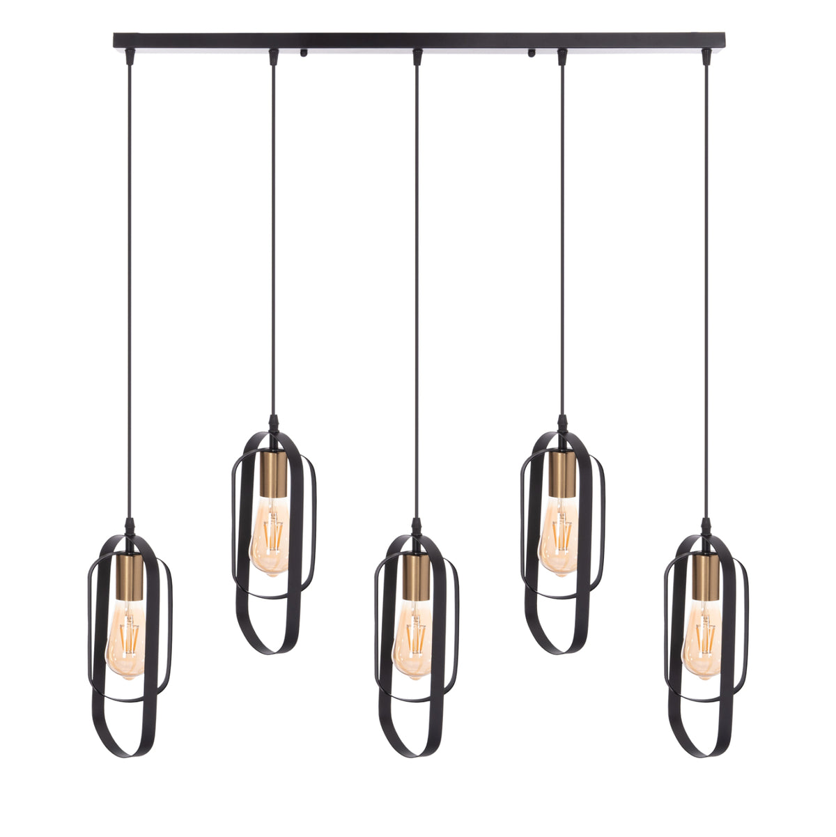 5-LIGHT CEILING LAMP BIUT BLACK METAL GOLD SOCKET 80x6x138