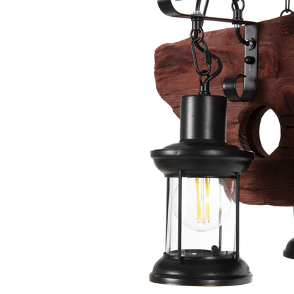 CEILING LIGHT 6-LIGHT PENDANT WOOD METAL GLASS 116cm