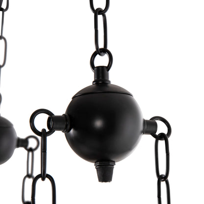 CEILING LIGHT 6-LIGHT PENDANT WOOD METAL GLASS 116cm