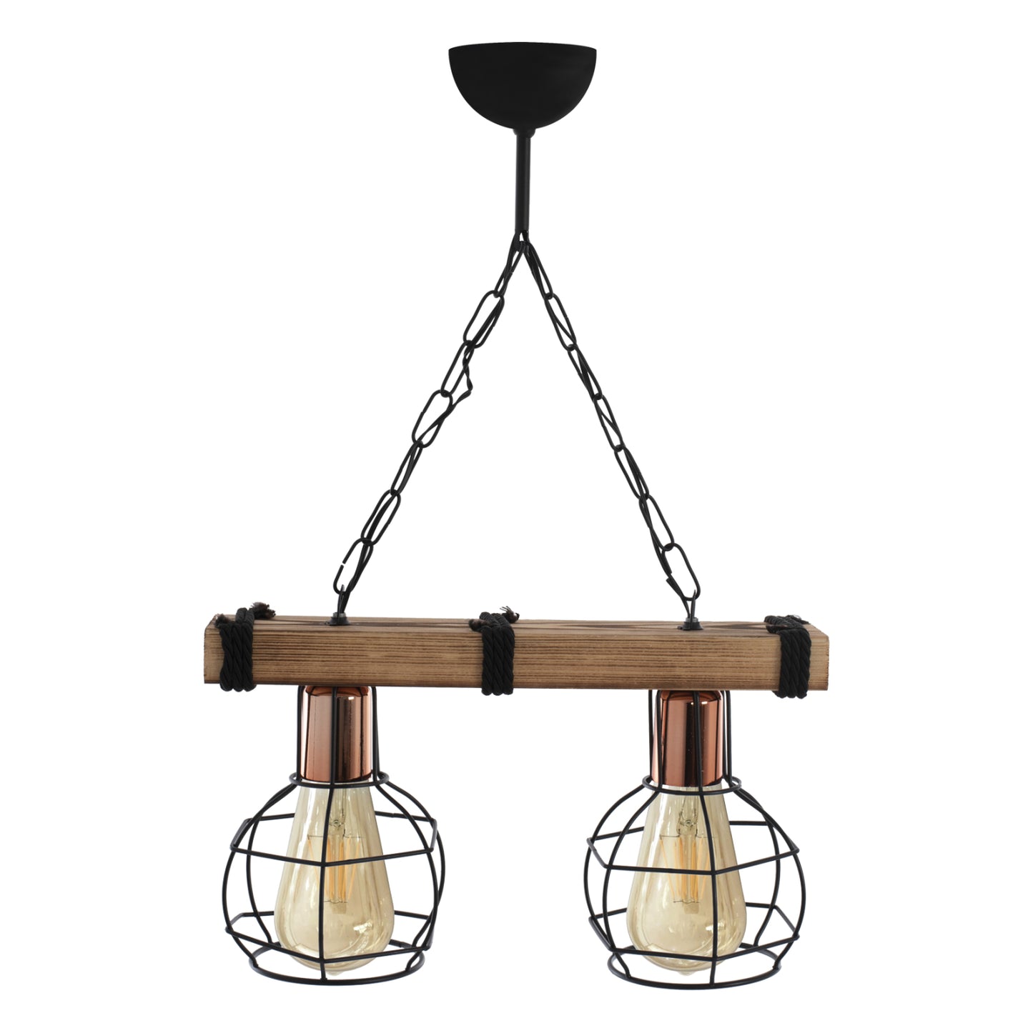 CEILING LIGHT, DOUBLE, WITH WOOD AND METAL GRIDS 40x16x63