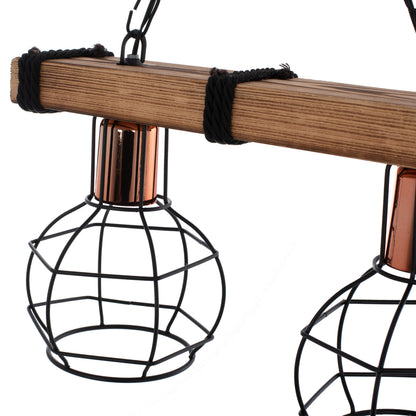 CEILING LIGHT, DOUBLE, WITH WOOD AND METAL GRIDS 40x16x63