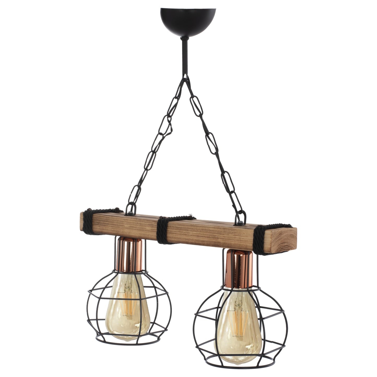 CEILING LIGHT, DOUBLE, WITH WOOD AND METAL GRIDS 40x16x63