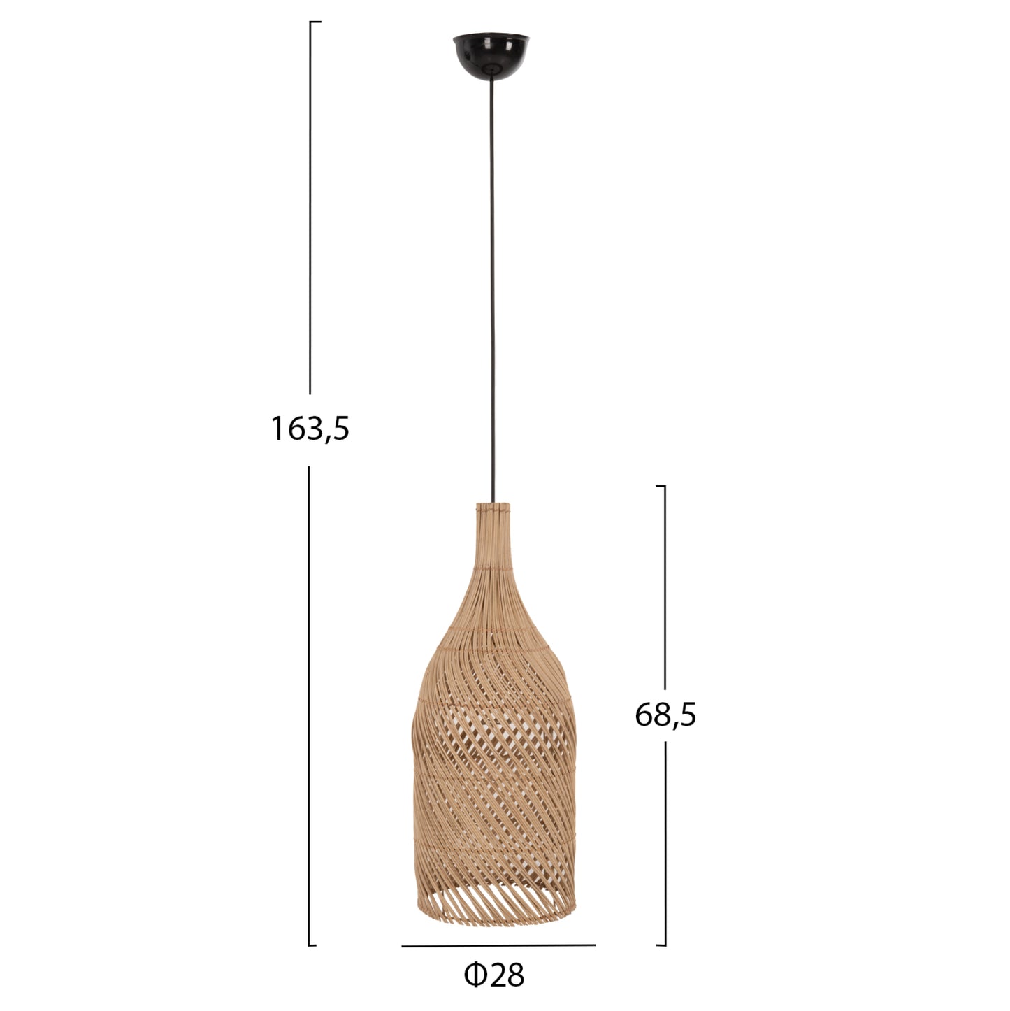ΦΩΤΙΣΤΙΚΟ ΟΡΟΦΗΣ CARBOY ΚΡΕΜΑΣΤΟ ΑΠΟ RATTAN ΣΕ ΦΥΣΙΚΟ ΧΡΩΜΑ Φ28x163,5