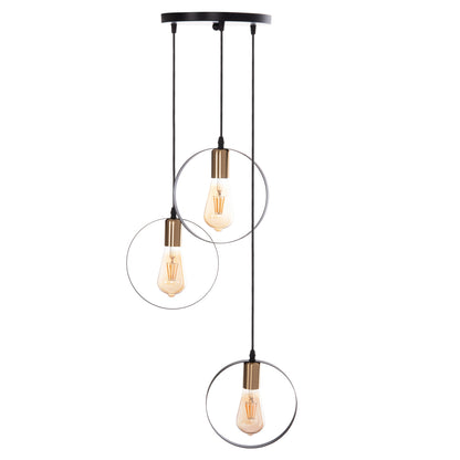 KRENT 3-LIGHT PENDANT CEILING LAMP BLACK GOLD Ø23.5x132