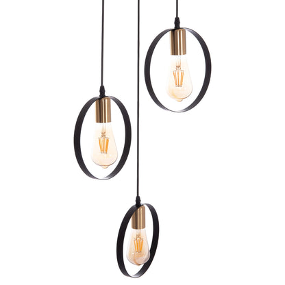 KRENT 3-LIGHT PENDANT CEILING LAMP BLACK GOLD Ø23.5x132