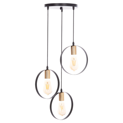KRENT 3-LIGHT PENDANT CEILING LAMP BLACK GOLD Ø23.5x132