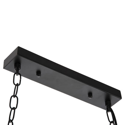CEILING HANGING LAMP 6-LIGHT WOODEN FISH BLACK METAL GLASS 95x35x116