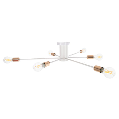 CEILING PENDANT LIGHT 6-LIGHT WHITE METAL 77x77x18