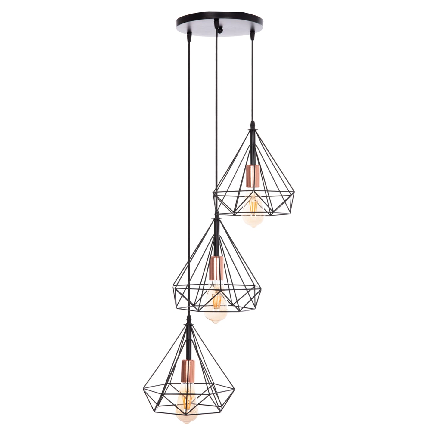 HANGING CEILING LIGHT 3-LIGHT BLACK METAL 25x22x123