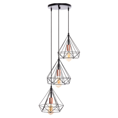 HANGING CEILING LIGHT 3-LIGHT BLACK METAL 25x22x123