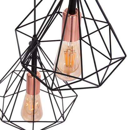 HANGING CEILING LIGHT 3-LIGHT BLACK METAL 25x22x123