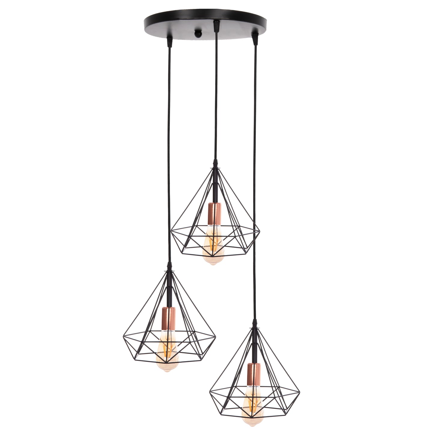 HANGING CEILING LIGHT 3-LIGHT BLACK METAL 25x22x123