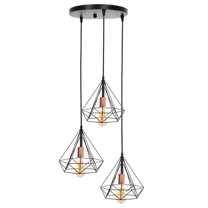 HANGING CEILING LIGHT 3-LIGHT BLACK METAL 25x22x123
