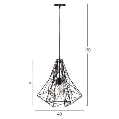 CEILING PENDANT LAMP BLACK METAL SHADE 40x35x130