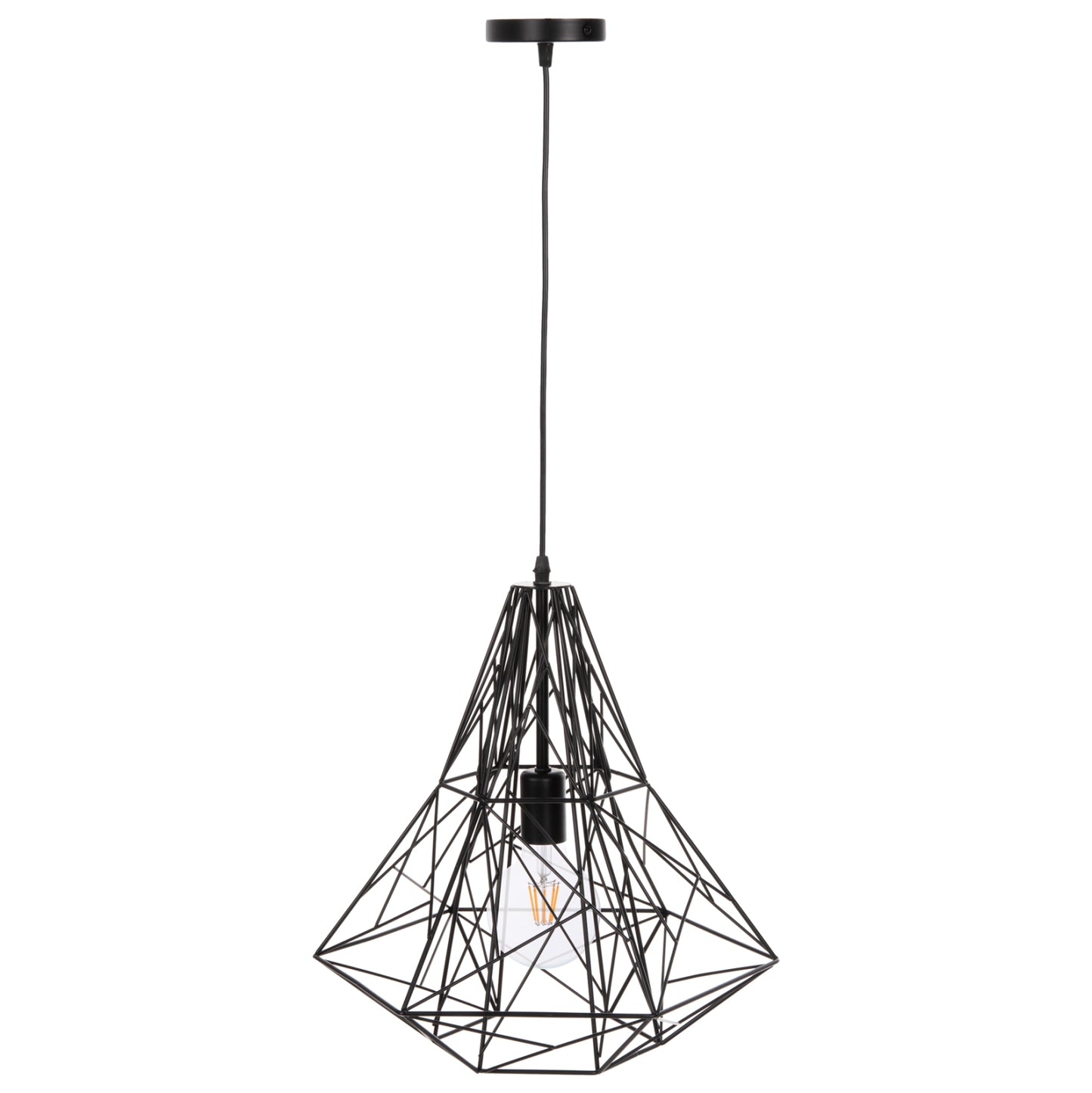 CEILING PENDANT LAMP BLACK METAL SHADE 40x35x130