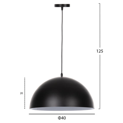 CEILING PENDANT LAMP BLACK METAL SHADE D40x125
