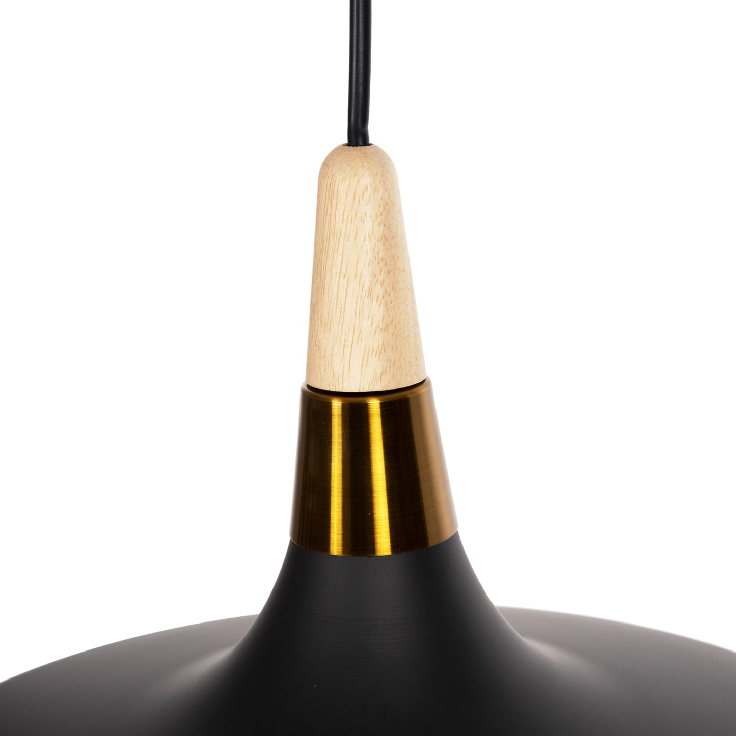 PENDANT CEILING LIGHT BLACK METAL WOOD DETAIL 35x35x112