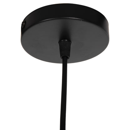 PENDANT CEILING LIGHT BLACK METAL WOOD DETAIL 35x35x112