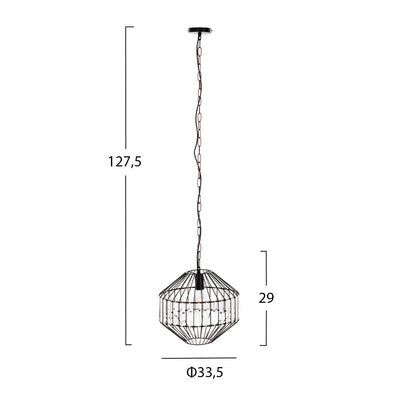 CEILING PENDANT LAMP METAL BLACK SHADE D33.5x29-127.5