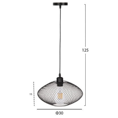 CEILING PENDANT LAMP BLACK MESH METAL SHADE D30x125