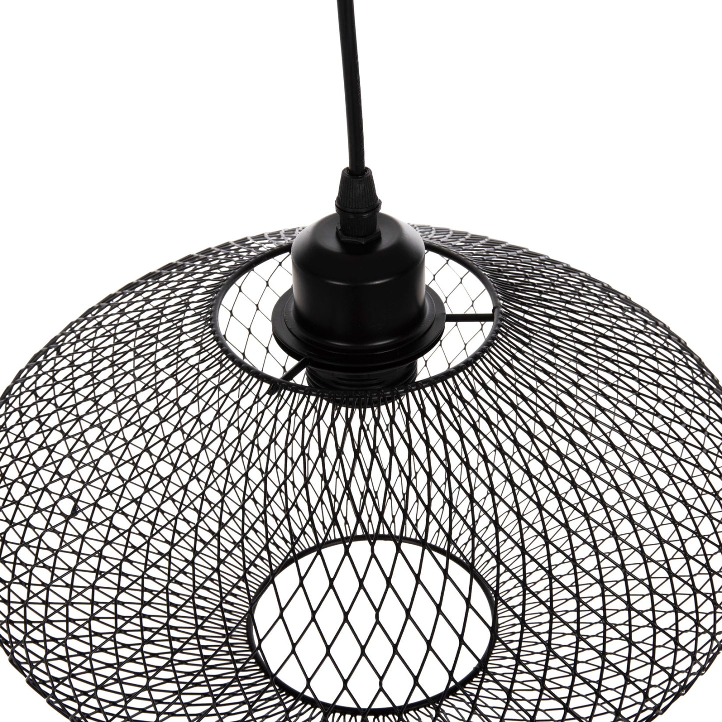 CEILING PENDANT LAMP BLACK MESH METAL SHADE D30x125
