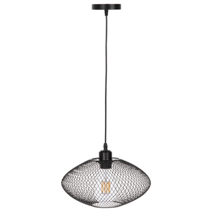 CEILING PENDANT LAMP BLACK MESH METAL SHADE D30x125