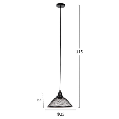 CEILING PENDANT LIGHT BLACK METAL SHADE F25x115
