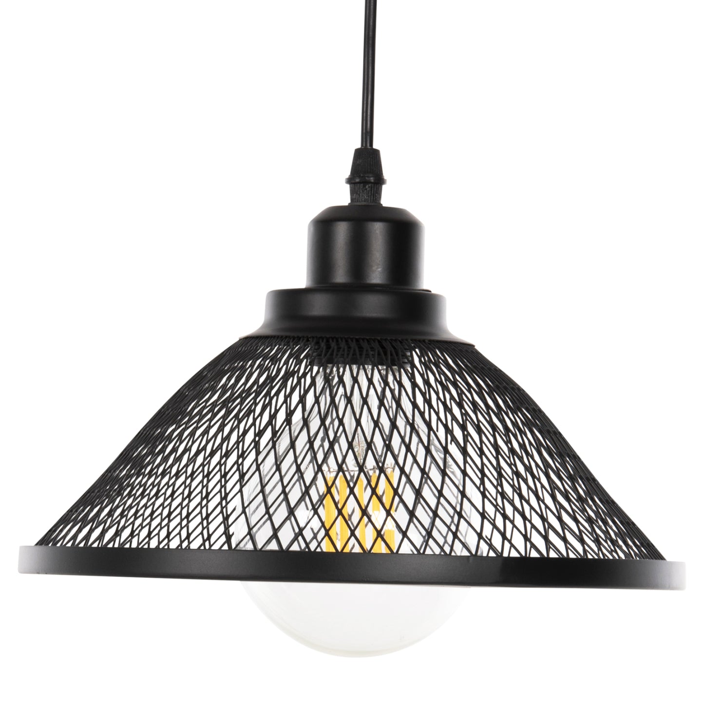 CEILING PENDANT LIGHT BLACK METAL SHADE F25x115