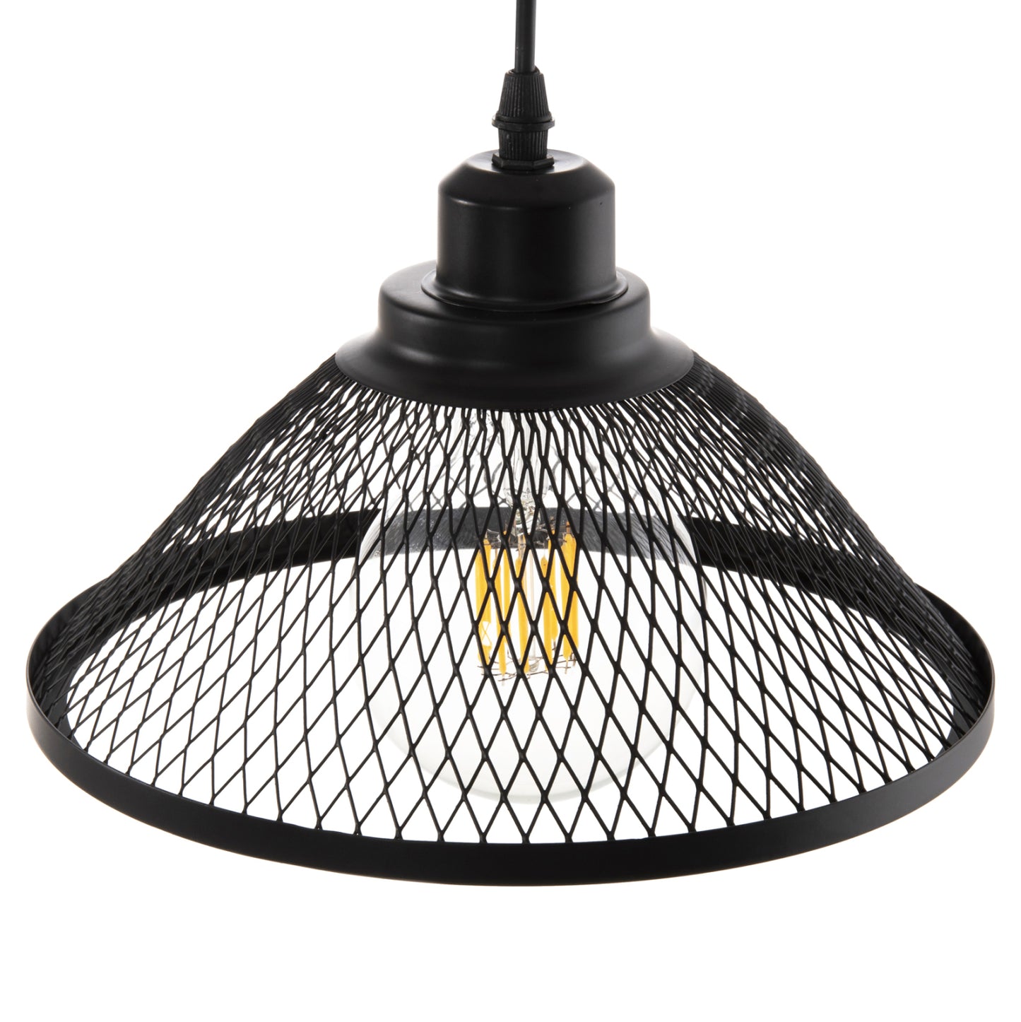 CEILING PENDANT LIGHT BLACK METAL SHADE F25x115
