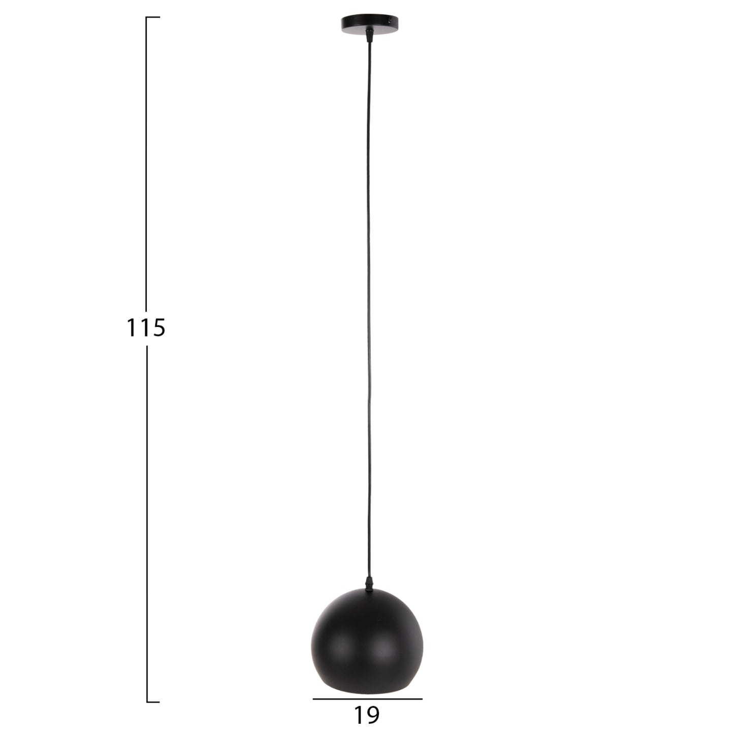 CEILING PENDANT LIGHT BLACK METAL SHADE 19x19x115