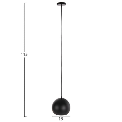 CEILING PENDANT LIGHT BLACK METAL SHADE 19x19x115