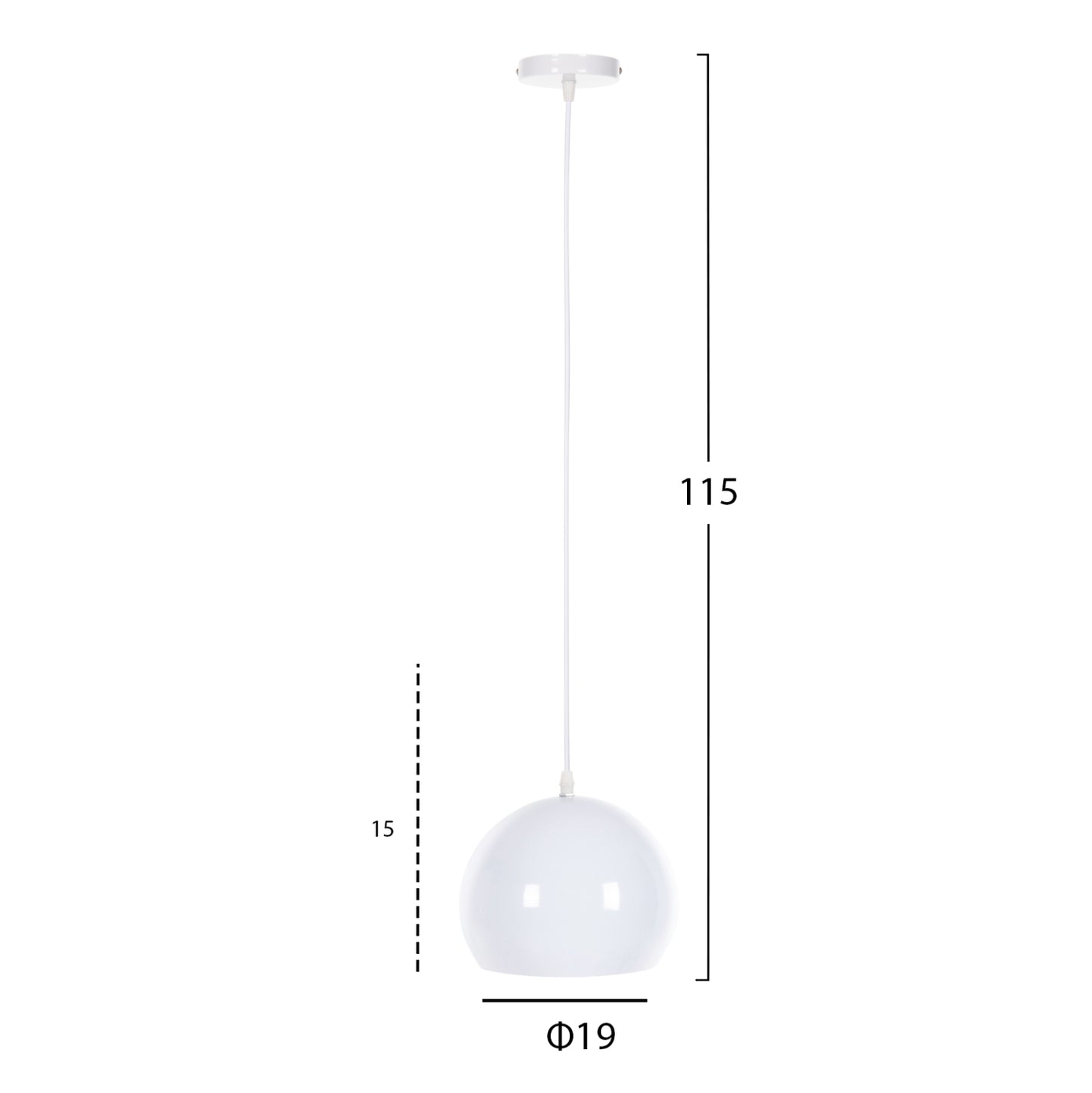 CEILING HANGING LAMP WHITE METAL BELL 19x19x115