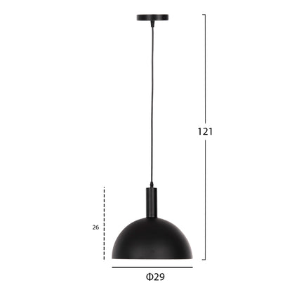 CEILING PENDANT LAMP BLACK METAL BELL Φ29x121