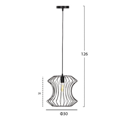CEILING PENDANT LAMP BLACK METAL D30x126