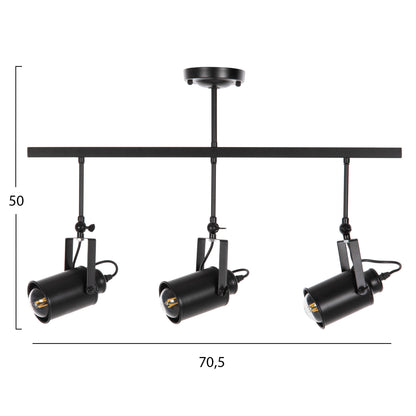 CEILING PENDANT LIGHT 3-LIGHT BLACK METAL SPOTLIGHTS 70.5x14x50