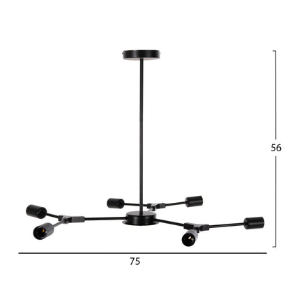 PENDANT CEILING LIGHT 6-BULB BLACK METAL 75x75x75