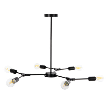 PENDANT CEILING LIGHT 6-BULB BLACK METAL 75x75x75