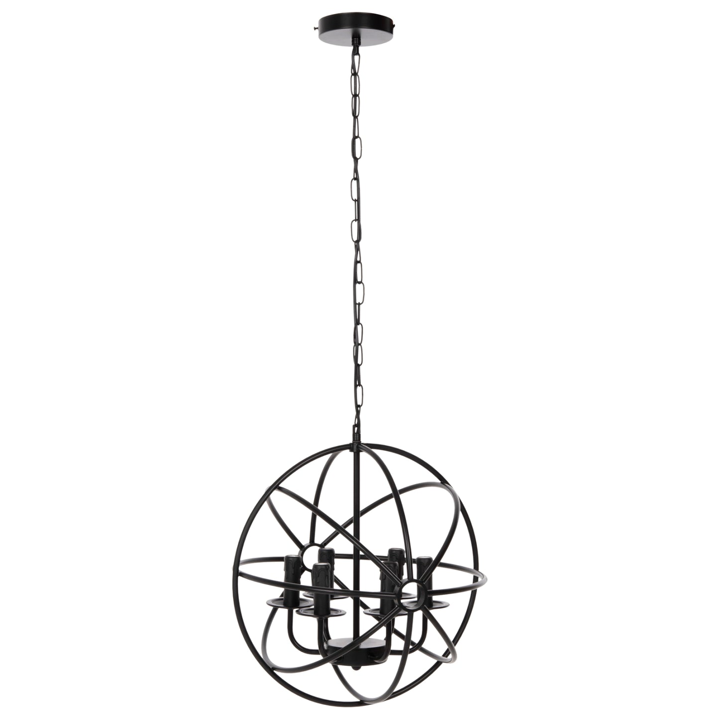 CEILING PENDANT LIGHT BLACK METAL SPHERE 6-LIGHT Ø42x108