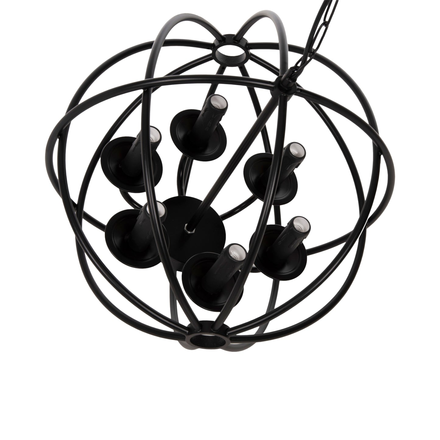 CEILING PENDANT LIGHT BLACK METAL SPHERE 6-LIGHT Ø42x108