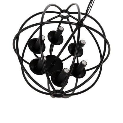 CEILING PENDANT LIGHT BLACK METAL SPHERE 6-LIGHT Ø42x108