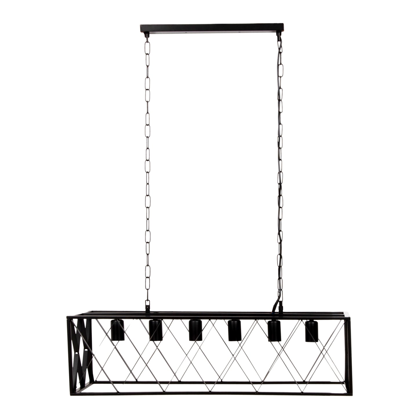 CEILING PENDANT LIGHT 6-LIGHT BLACK METAL FRAME 77.5x25x101