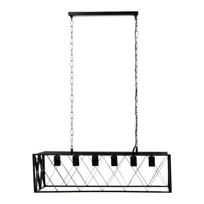 CEILING PENDANT LIGHT 6-LIGHT BLACK METAL FRAME 77.5x25x101