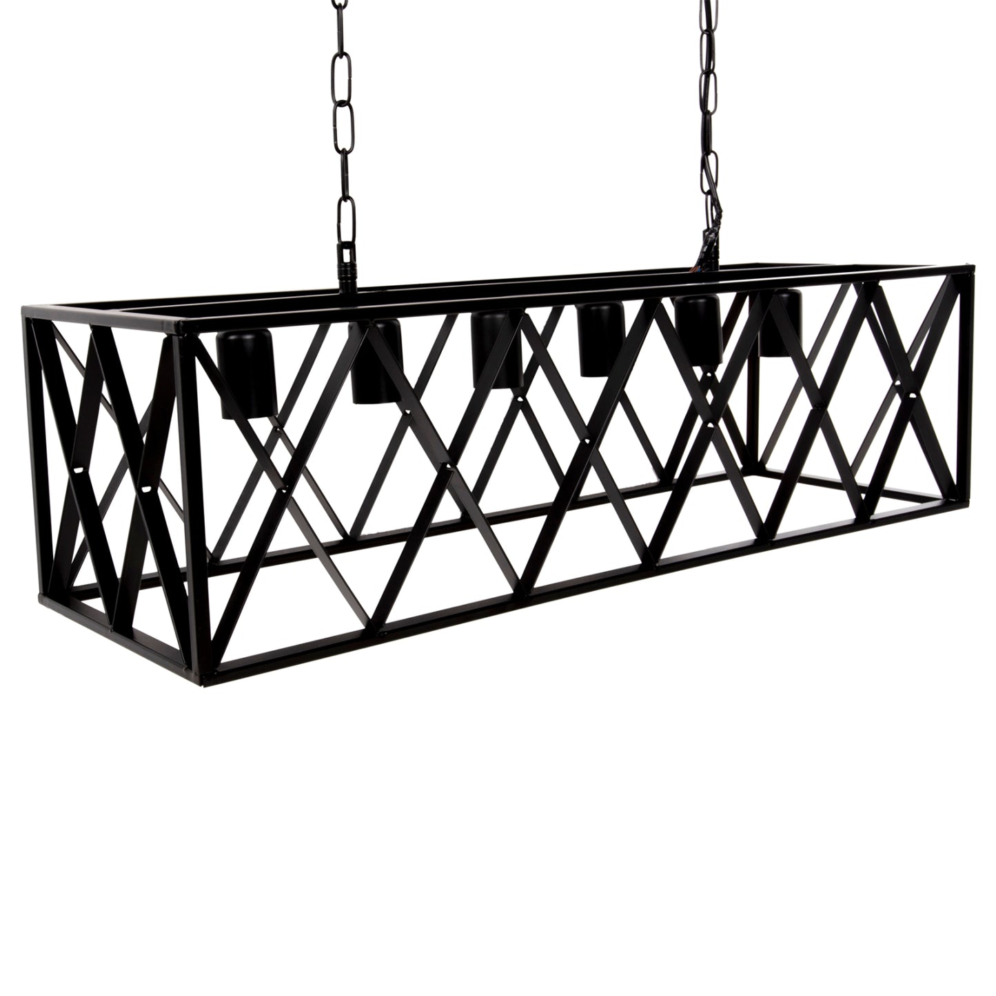 CEILING PENDANT LIGHT 6-LIGHT BLACK METAL FRAME 77.5x25x101