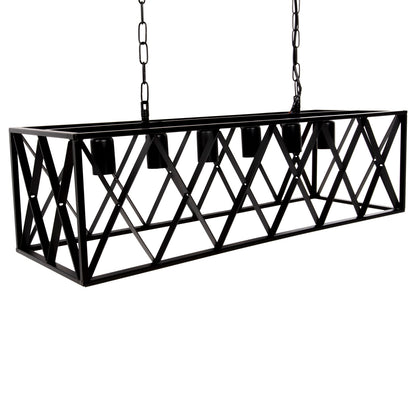 CEILING PENDANT LIGHT 6-LIGHT BLACK METAL FRAME 77.5x25x101